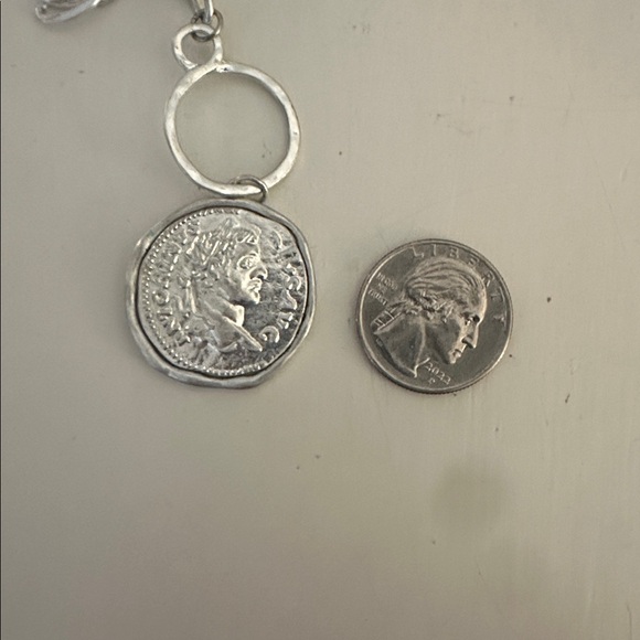 Silver Chain Necklace with Coin Pendant - Picture 6 of 8